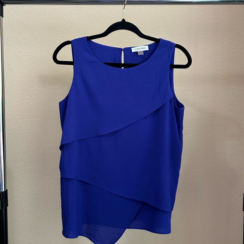 Calvin Klein Cobalt Blue Sleeveless Blouse